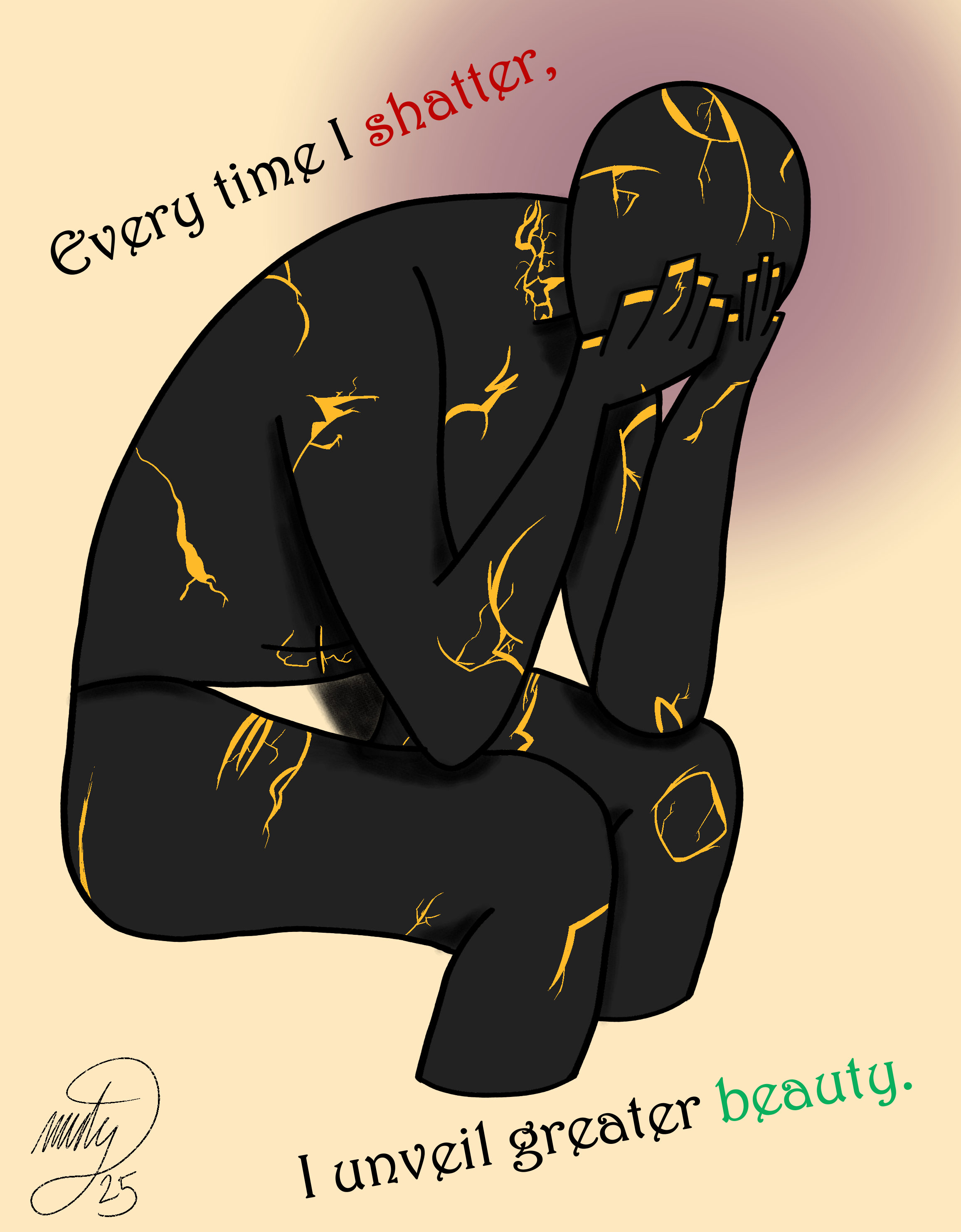 a humanoid decorated in the japanese kintsugi style