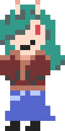 pixel art oni girl with green hair